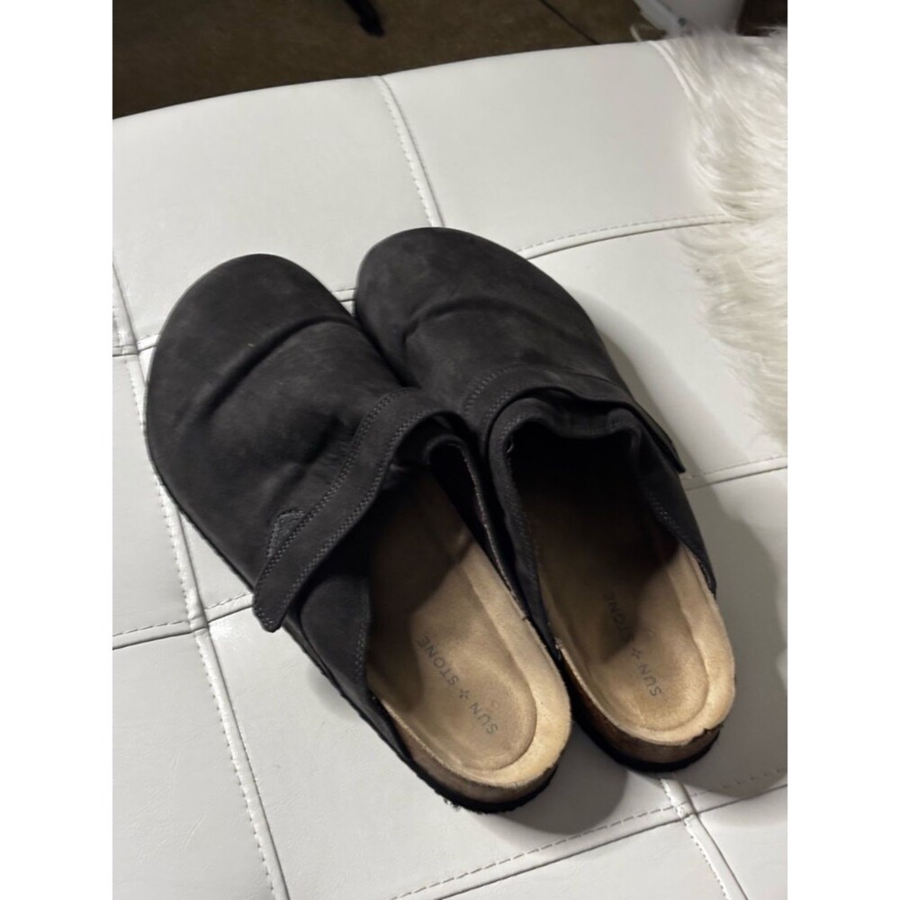 Men's Gray Suede Slip-On Mule with Adjustable Strap
